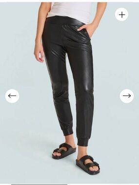 Commando Black Faux Leather Joggers